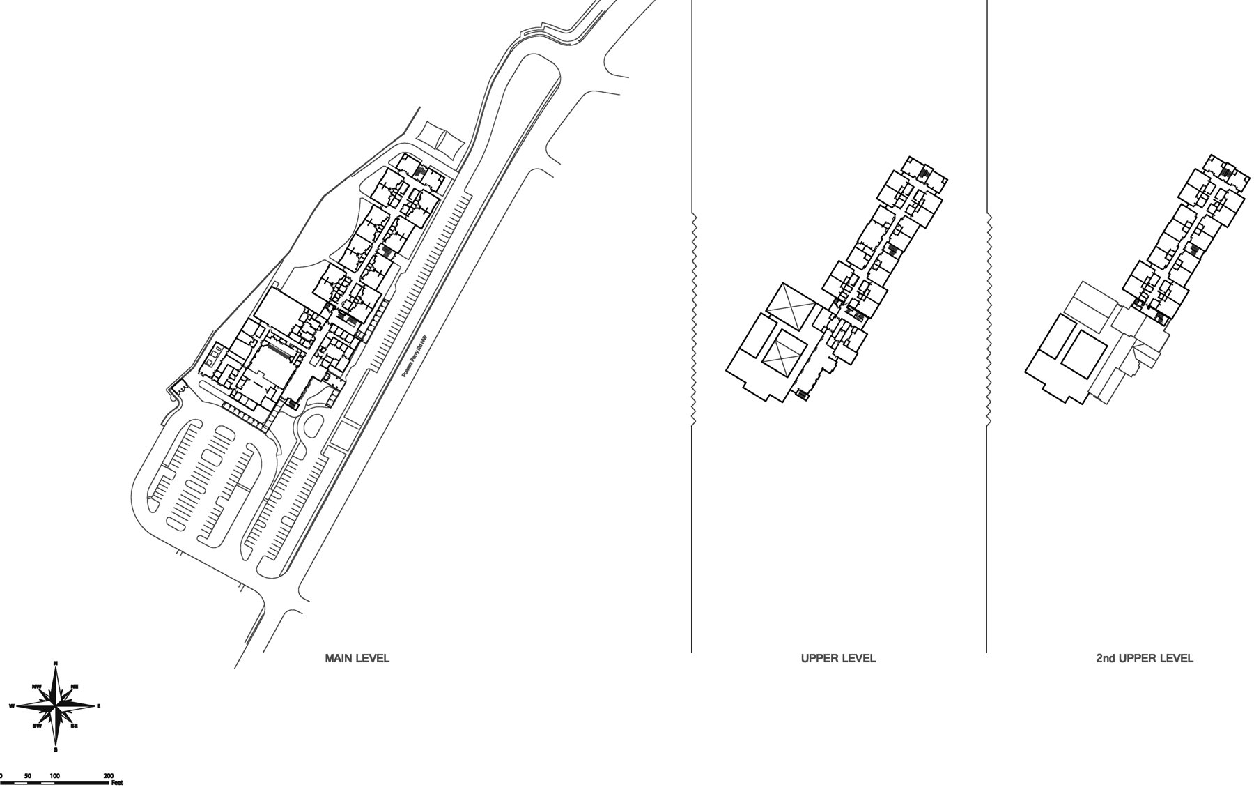 Campus site plan with main, upper and second upper levels