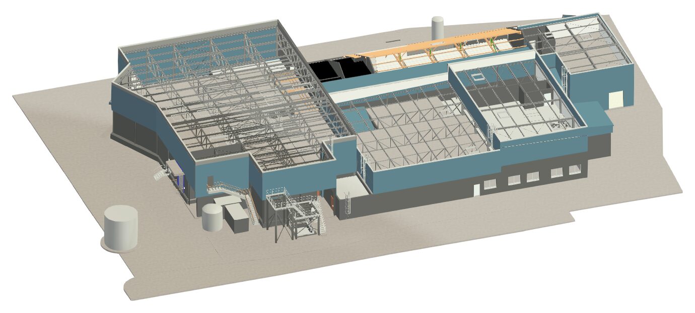 Revit model of the same industrial building