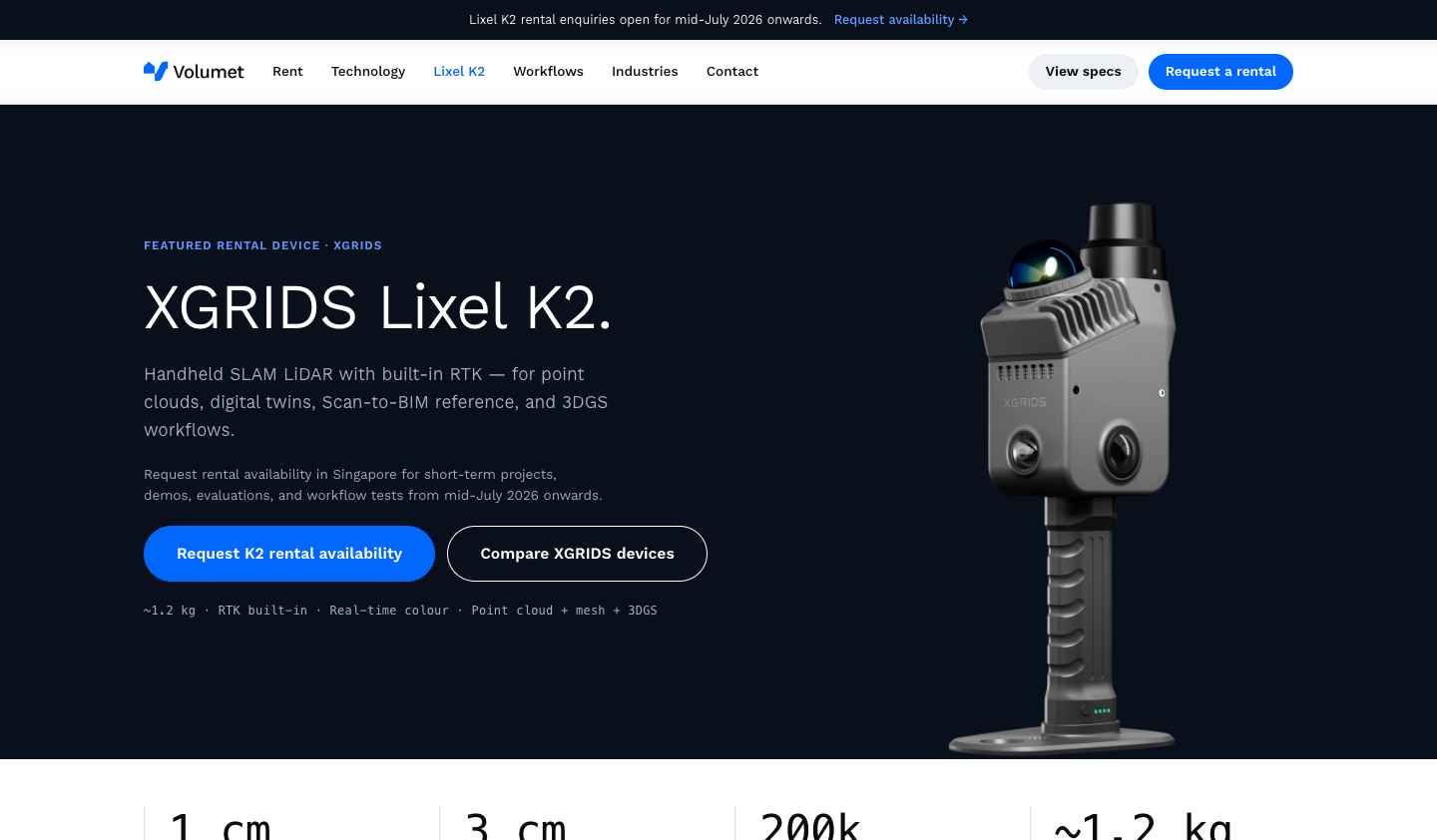 XGRIDS Lixel K2 handheld scanner ready for rental handover