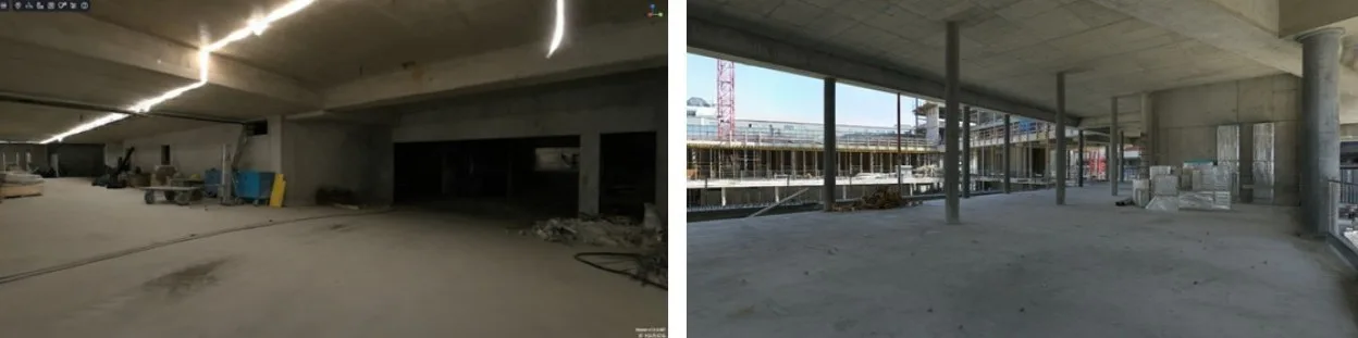 3D Gaussian Splatting scene of a concrete construction interior